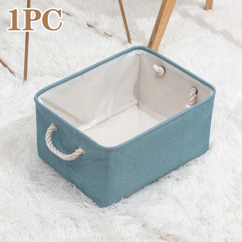 Collapsible Canvas Shelf Basket Wardrobe Bedroom Organizers Fabric Storage Basket Foldable Linen Storage Box for Toy Debris