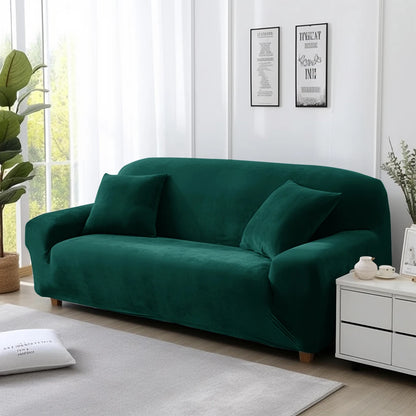 Plush Velvet Sofa Cover 1/2/3/4 Seater Stretch Couch Slipcover with 1Pc Pillowcase for Living Room Loveseat Couch Recliner Cover