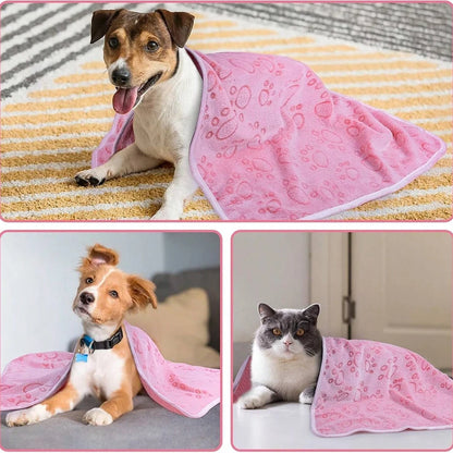 Pink Soft Fluffy Pet Blanket with Paw Print Warm Comfortable Dog Cat Blanket Mat for Bed or Sofa High Quality Pet Accessories