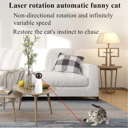 Cat LED Laser Funny Toy Interactive Toy Automatic Laser Cat Toy Auto Rotating Cat Exercise Training Entertaining Toy Multi-Angle