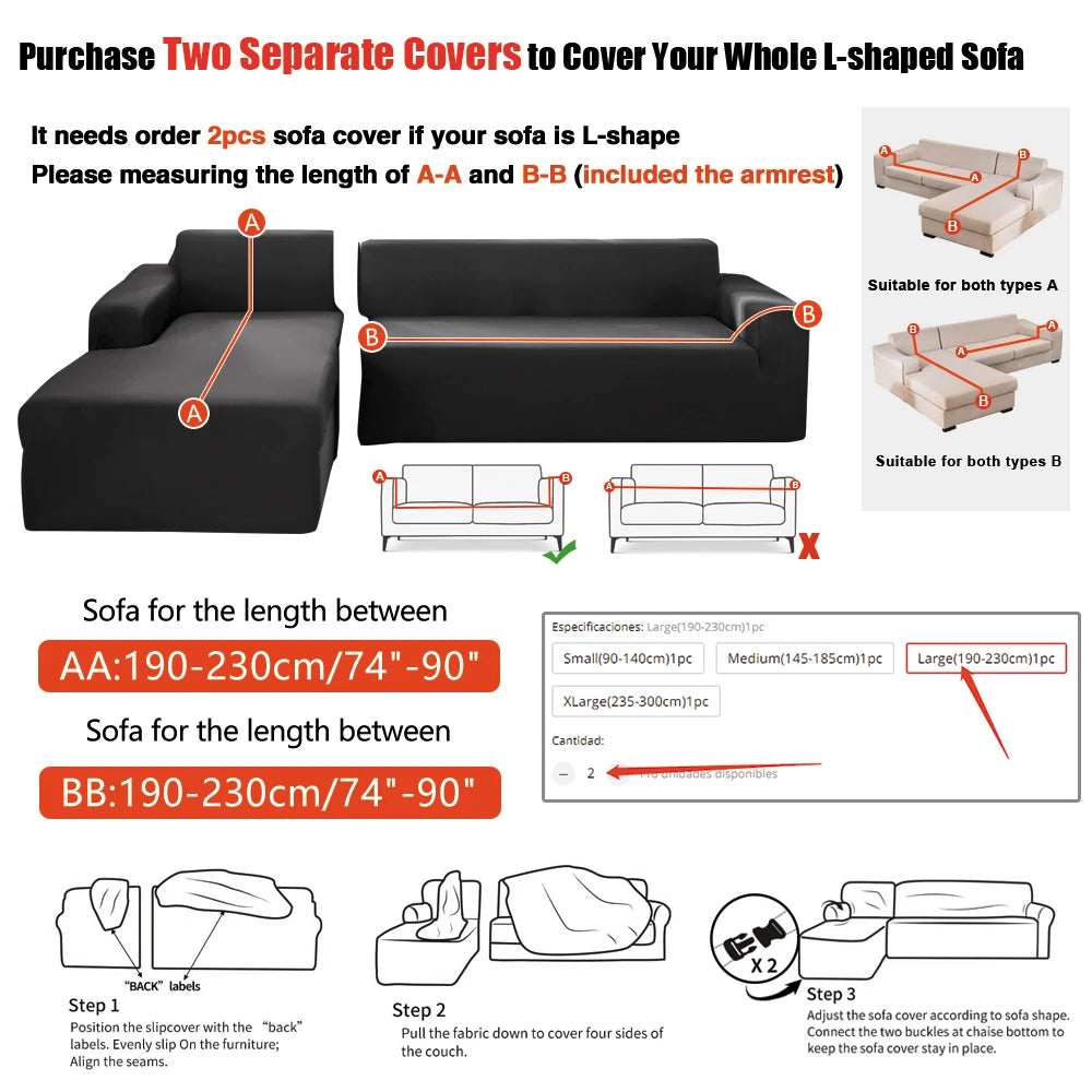 Water-Resistant Sofa Protector Elastic Sofa Cover Adjustable Armchair Couch Cover Corner Sofa Slipcover Furniture Protector 1Pc