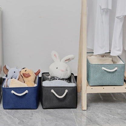 Collapsible Canvas Shelf Basket Wardrobe Bedroom Organizers Fabric Storage Basket Foldable Linen Storage Box for Toy Debris