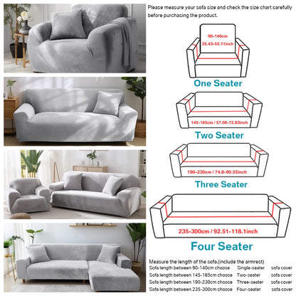 Plush Velvet Sofa Cover 1/2/3/4 Seater Stretch Couch Slipcover with 1Pc Pillowcase for Living Room Loveseat Couch Recliner Cover