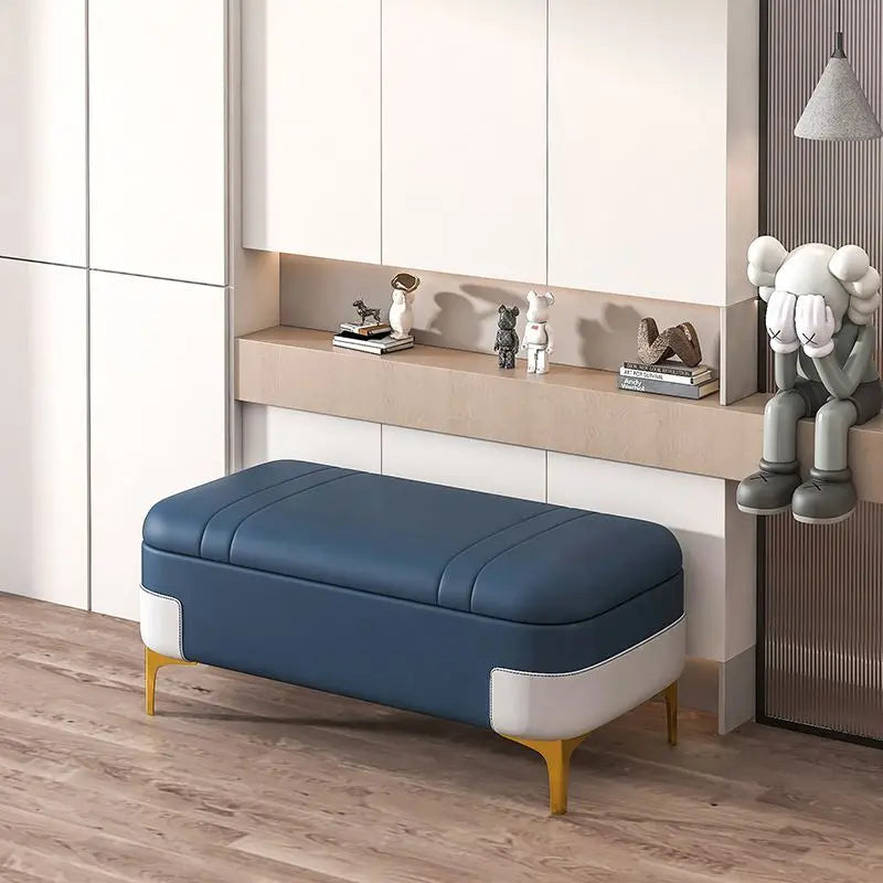 Nordic Storage Ottoman Bench Large Capacity Changing Shoes Stool Organizer Box Comfortable Footrest Ottoman Sofa Bench Doorstep