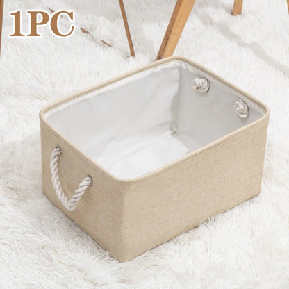 Collapsible Canvas Shelf Basket Wardrobe Bedroom Organizers Fabric Storage Basket Foldable Linen Storage Box for Toy Debris