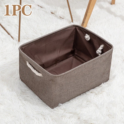 Collapsible Canvas Shelf Basket Wardrobe Bedroom Organizers Fabric Storage Basket Foldable Linen Storage Box for Toy Debris