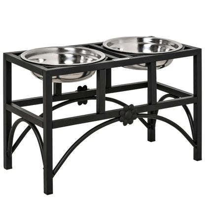 Raised Dog Food Bowls Non-Slip Iron Pet Beds Furniture Double Stainless Steel Feeder Stand for Large Dogs Eating