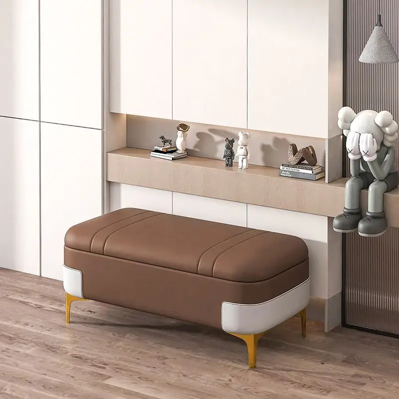 Nordic Storage Ottoman Bench Large Capacity Changing Shoes Stool Organizer Box Comfortable Footrest Ottoman Sofa Bench Doorstep