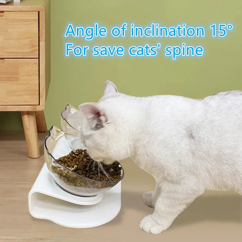 Non-Slip Double Cat Bowl Pet Water Food Feed Dog Bowls Pet Bowl with Inclination Stand Cats Feeder Feeding Bowl Kitten Supplies