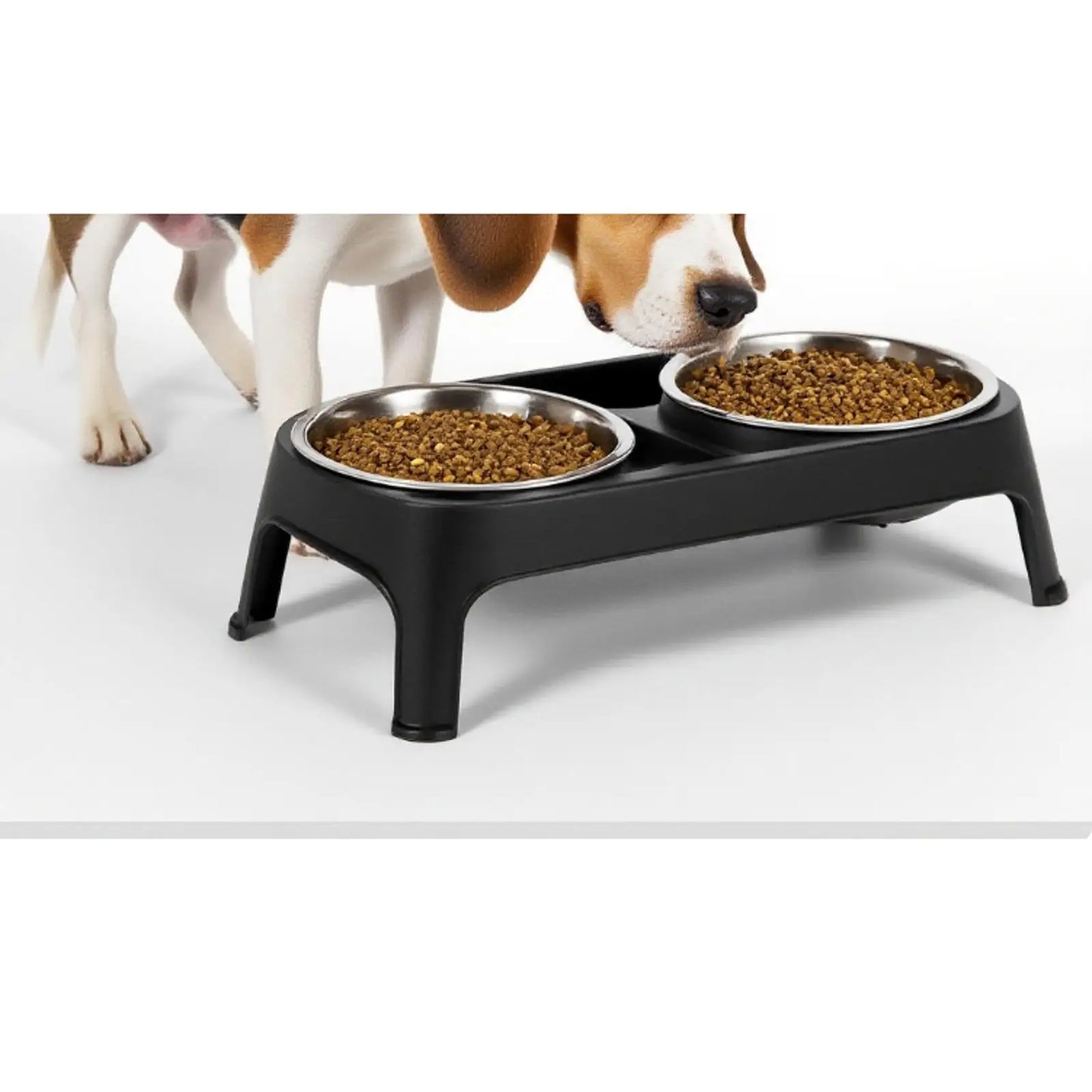 Raised Dog Food Bowls Non-Slip Iron Pet Beds Furniture Double Stainless Steel Feeder Stand for Large Dogs Eating