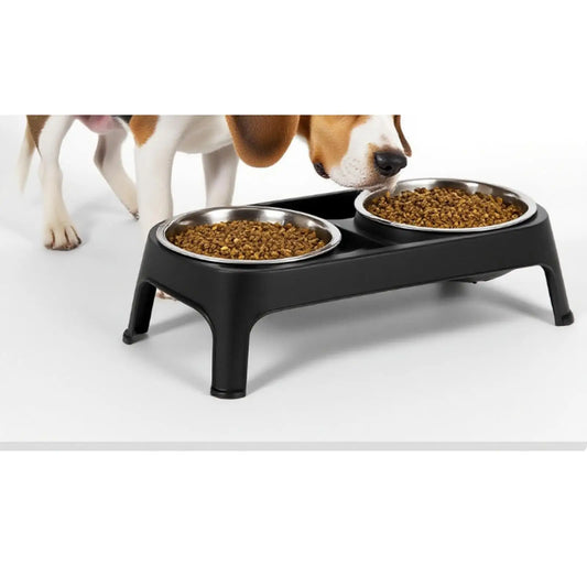 Raised Dog Food Bowls Non-Slip Iron Pet Beds Furniture Double Stainless Steel Feeder Stand for Large Dogs Eating