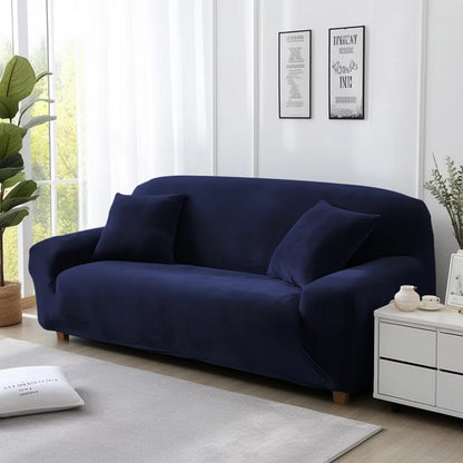 Plush Velvet Sofa Cover 1/2/3/4 Seater Stretch Couch Slipcover with 1Pc Pillowcase for Living Room Loveseat Couch Recliner Cover