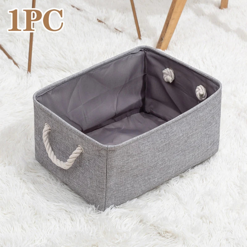 Collapsible Canvas Shelf Basket Wardrobe Bedroom Organizers Fabric Storage Basket Foldable Linen Storage Box for Toy Debris