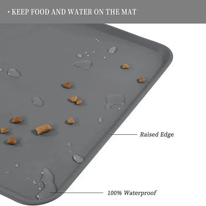 Cat Dog Food Mat for Pet Feeding Bowl Floors Waterproof Non Slip, Silicone Pet Bowl Mat - High-Lipped, Non-Stick, Waterproof Pad