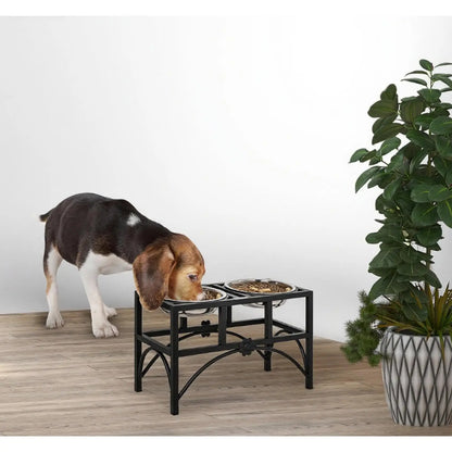Raised Dog Food Bowls Non-Slip Iron Pet Beds Furniture Double Stainless Steel Feeder Stand for Large Dogs Eating