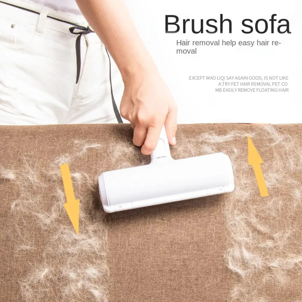 Pet Self-Cleaning Lint Sticking Roller Pet Hair Roller Remover Lint Brush Dedusting Roller 2-Way Removing Dog Cat Hair from Sofa