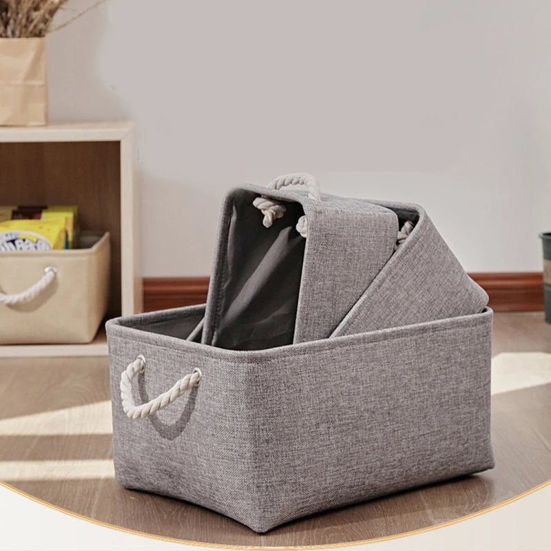 Collapsible Canvas Shelf Basket Wardrobe Bedroom Organizers Fabric Storage Basket Foldable Linen Storage Box for Toy Debris
