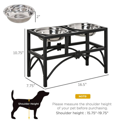 Raised Dog Food Bowls Non-Slip Iron Pet Beds Furniture Double Stainless Steel Feeder Stand for Large Dogs Eating