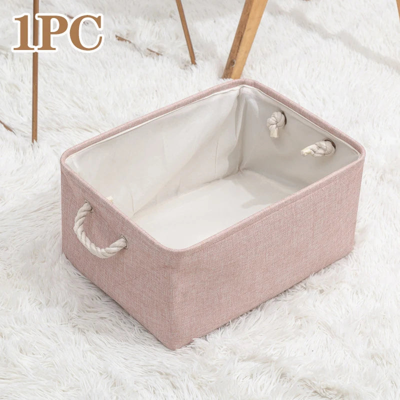 Collapsible Canvas Shelf Basket Wardrobe Bedroom Organizers Fabric Storage Basket Foldable Linen Storage Box for Toy Debris
