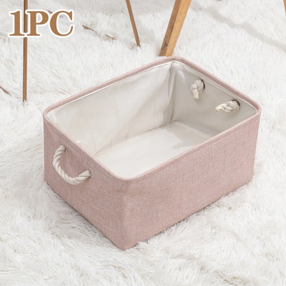 Collapsible Canvas Shelf Basket Wardrobe Bedroom Organizers Fabric Storage Basket Foldable Linen Storage Box for Toy Debris
