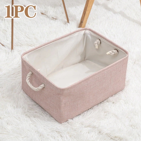 Collapsible Canvas Shelf Basket Wardrobe Bedroom Organizers Fabric Storage Basket Foldable Linen Storage Box for Toy Debris
