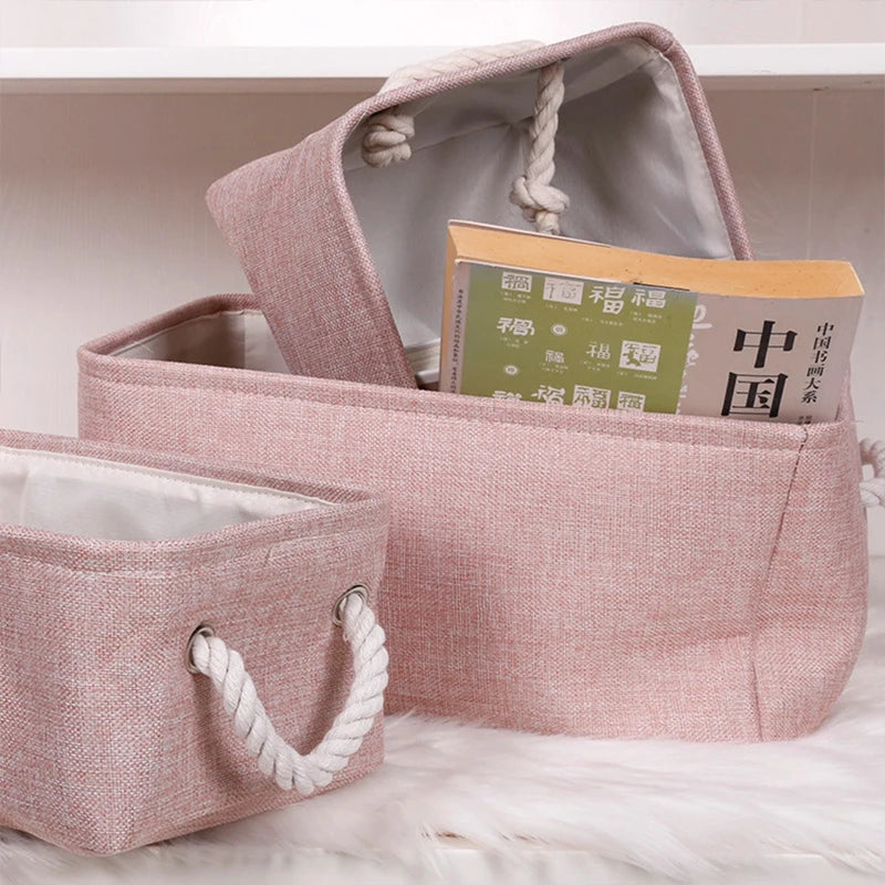 Collapsible Canvas Shelf Basket Wardrobe Bedroom Organizers Fabric Storage Basket Foldable Linen Storage Box for Toy Debris